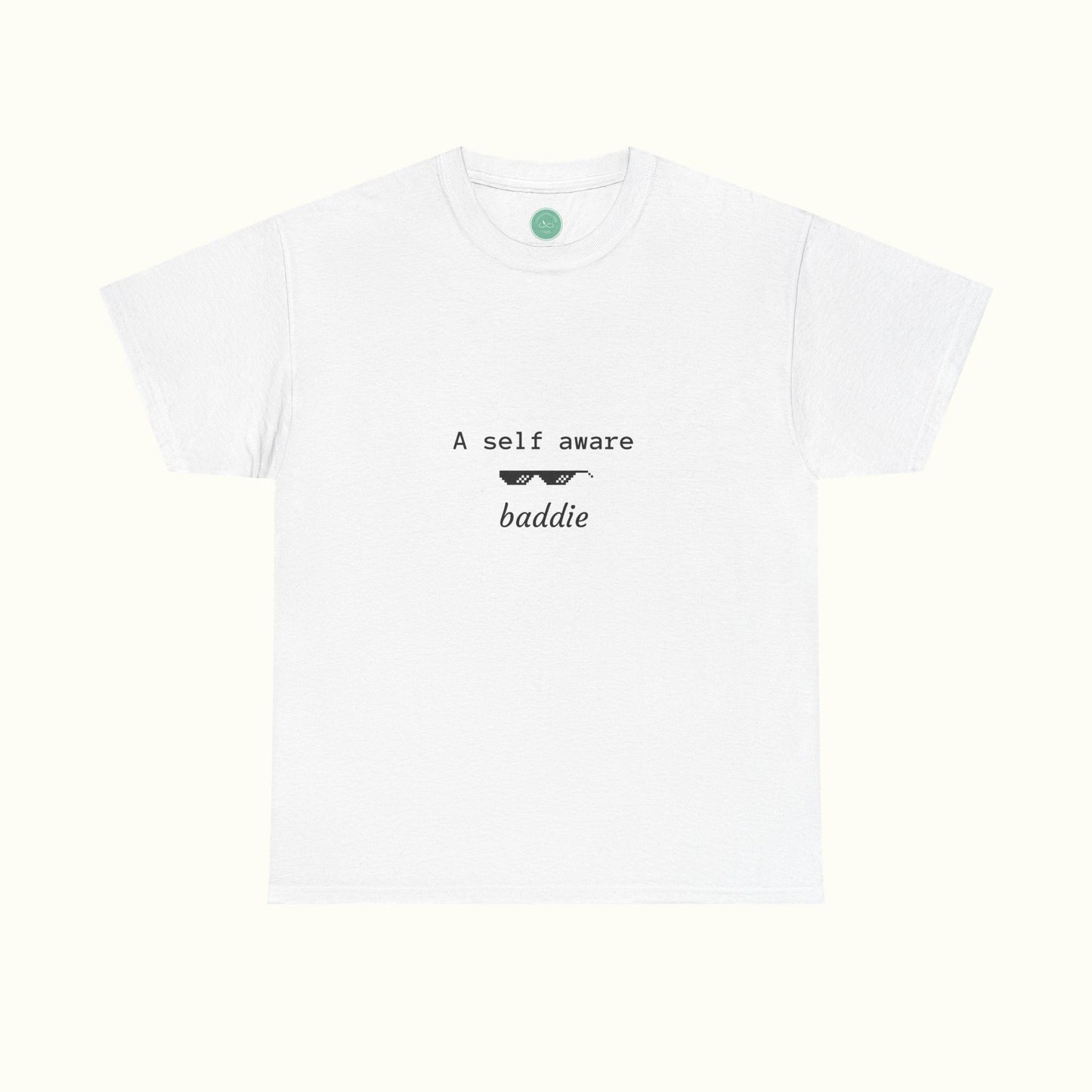 Graphic Tee with Quote 'a self aware baddie'