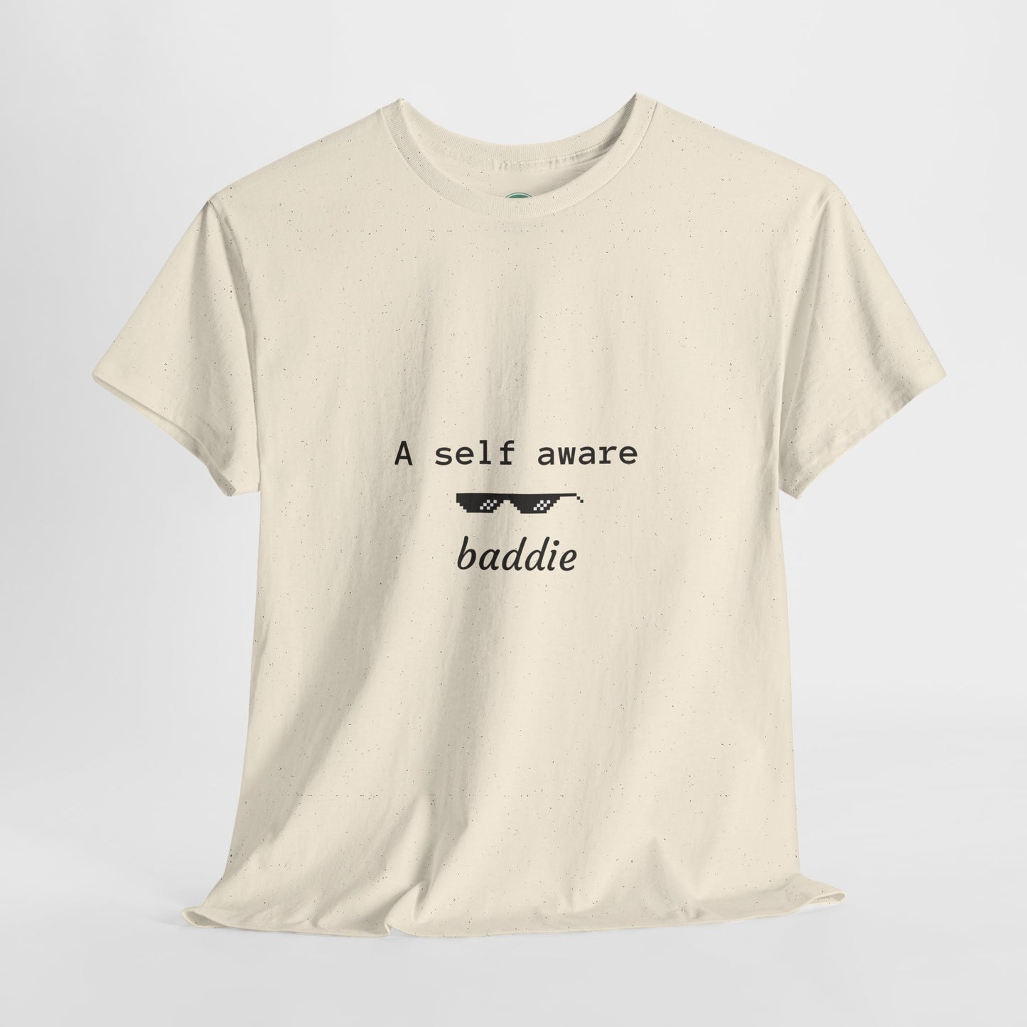 Graphic Tee with Quote 'a self aware baddie'