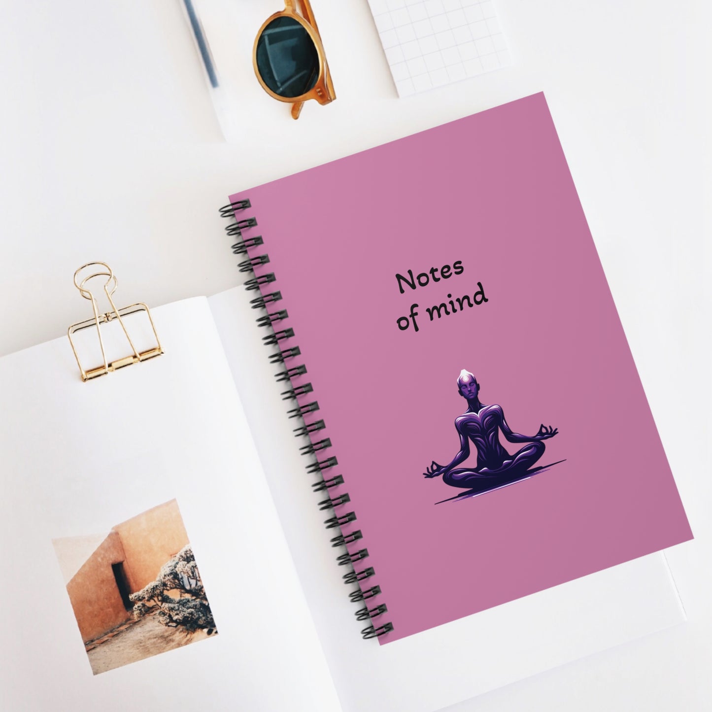 Pink Notebook With Meditation Illustration - Ruled Line Journal Pink