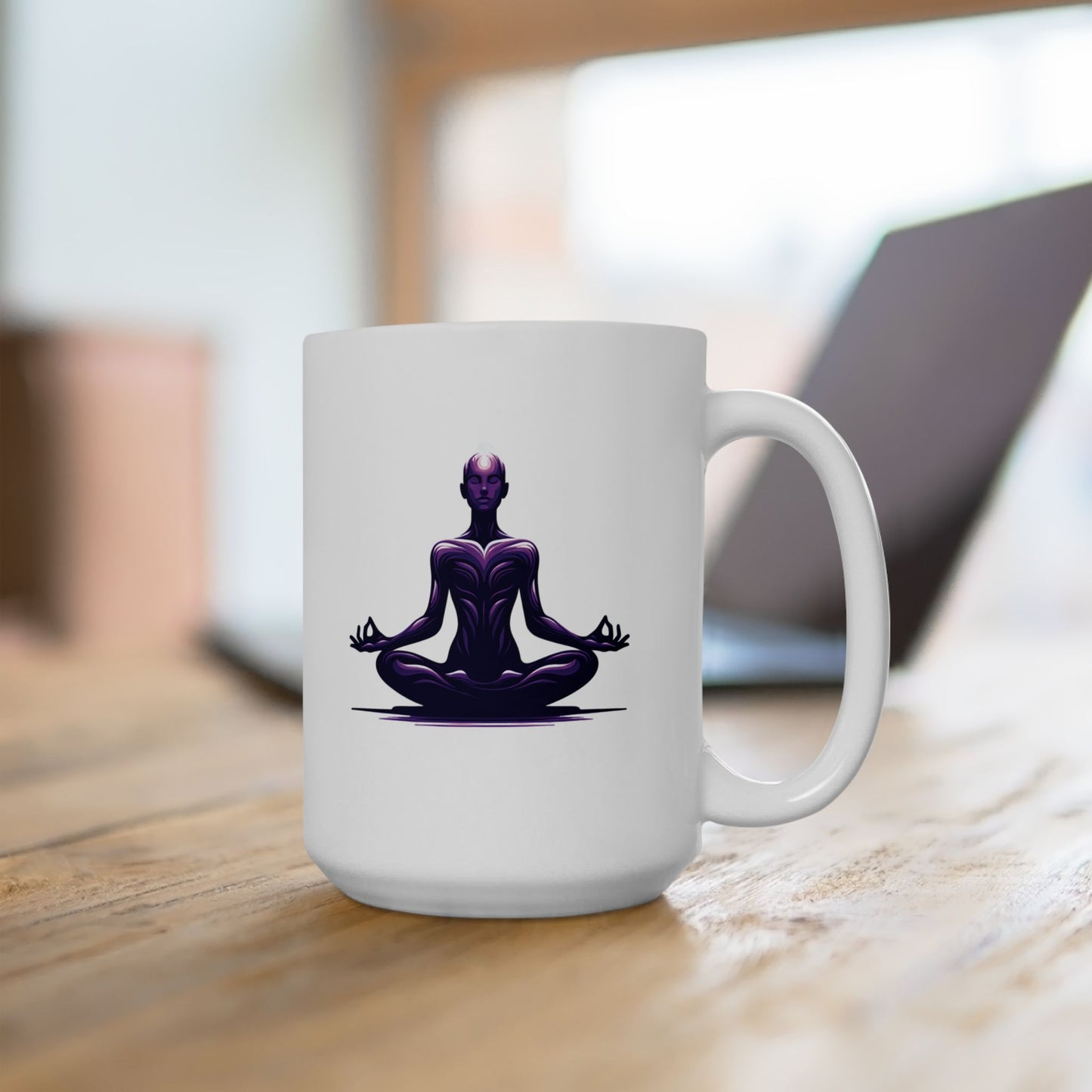 Beautiful Meditation Ceramic Mug - Transformative Meditation Motive, Spiritual Wellbeing Gift