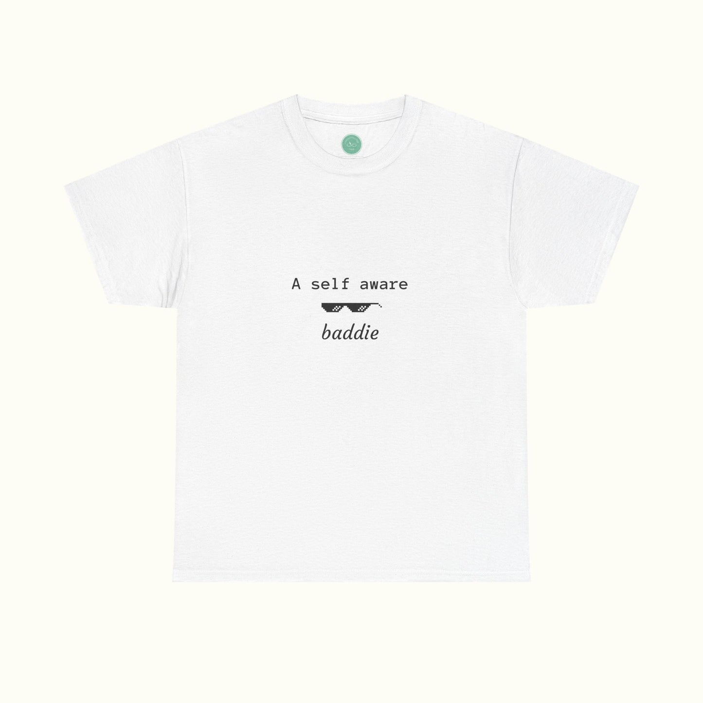 Graphic Tee with Quote 'a self aware baddie'