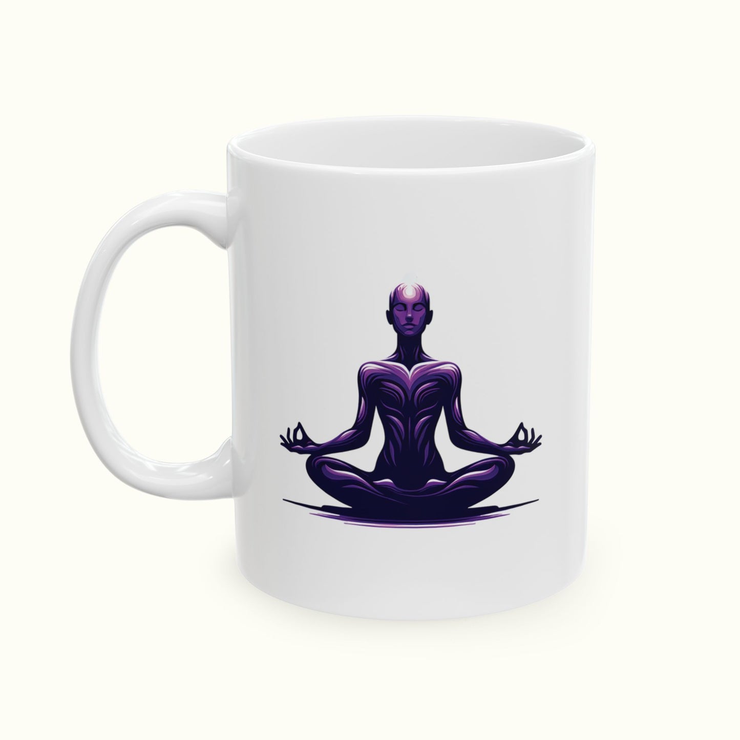 Beautiful Meditation Ceramic Mug - Transformative Meditation Motive, Spiritual Wellbeing Gift