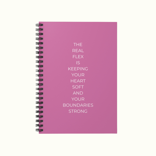 Pink Spiral Notebook - Ruled Line with Heart Soft and Boundaries Strong Quote