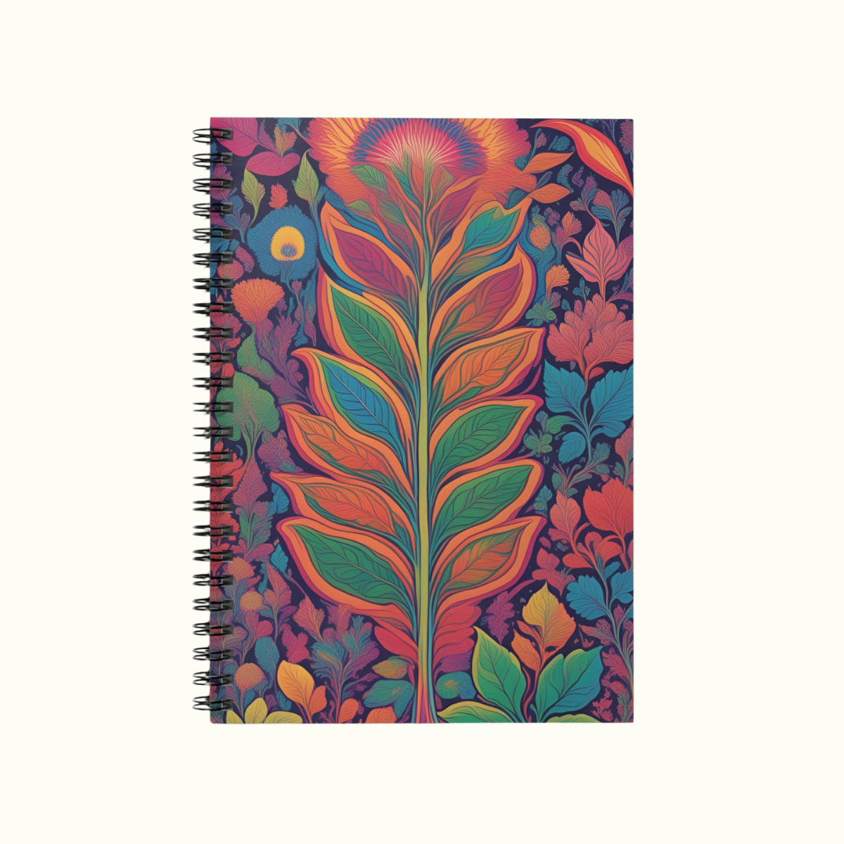 Heavenly Flower Notebook - Colorful Flower And Leafs Ruled Line Spiral Journal