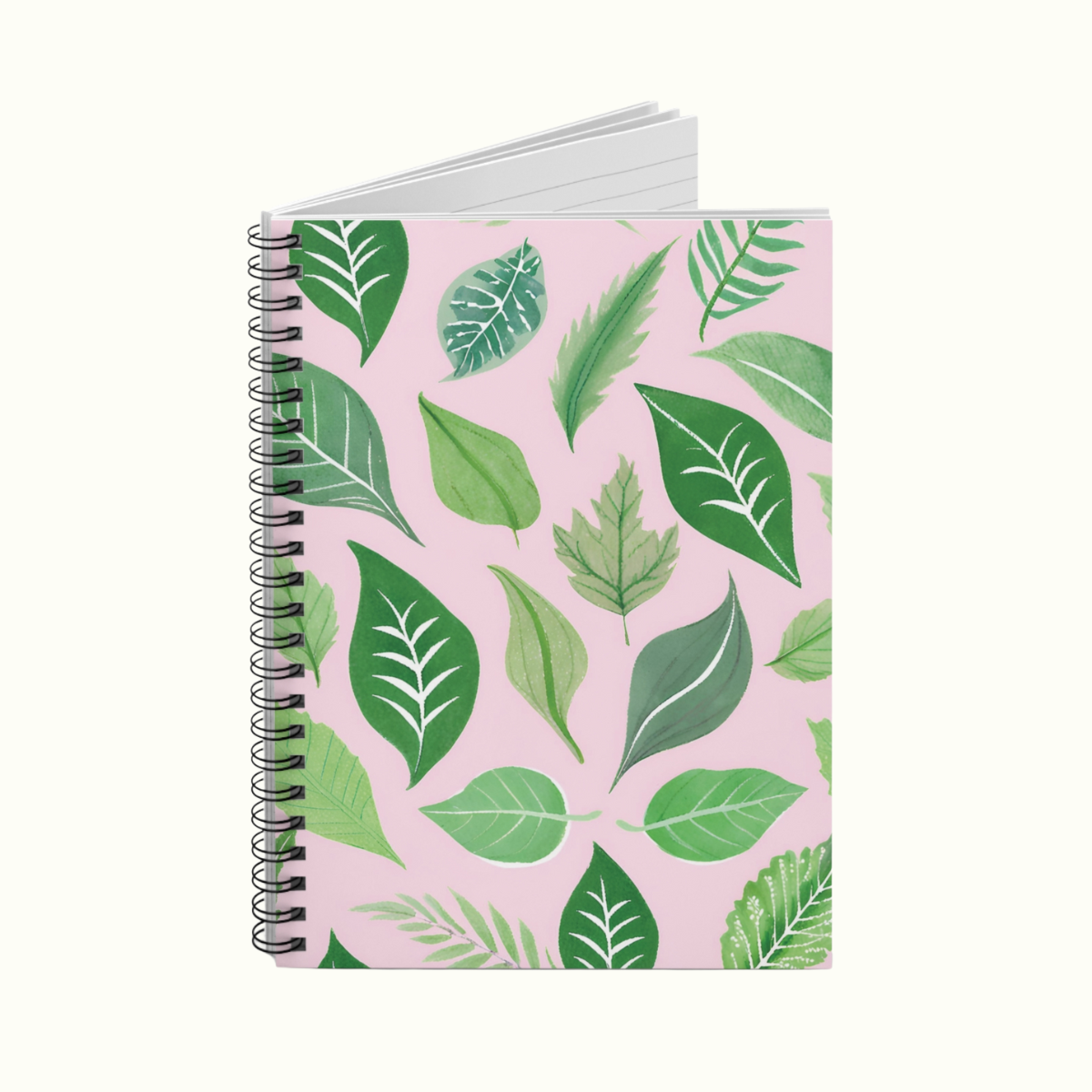 Nature-Inspired Spiral Notebook Green Leafs