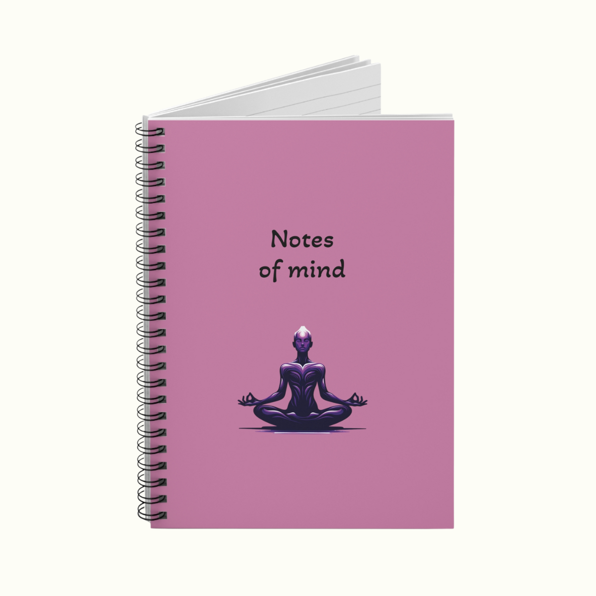 Pink Notebook With Meditation Illustration - Ruled Line Journal Pink