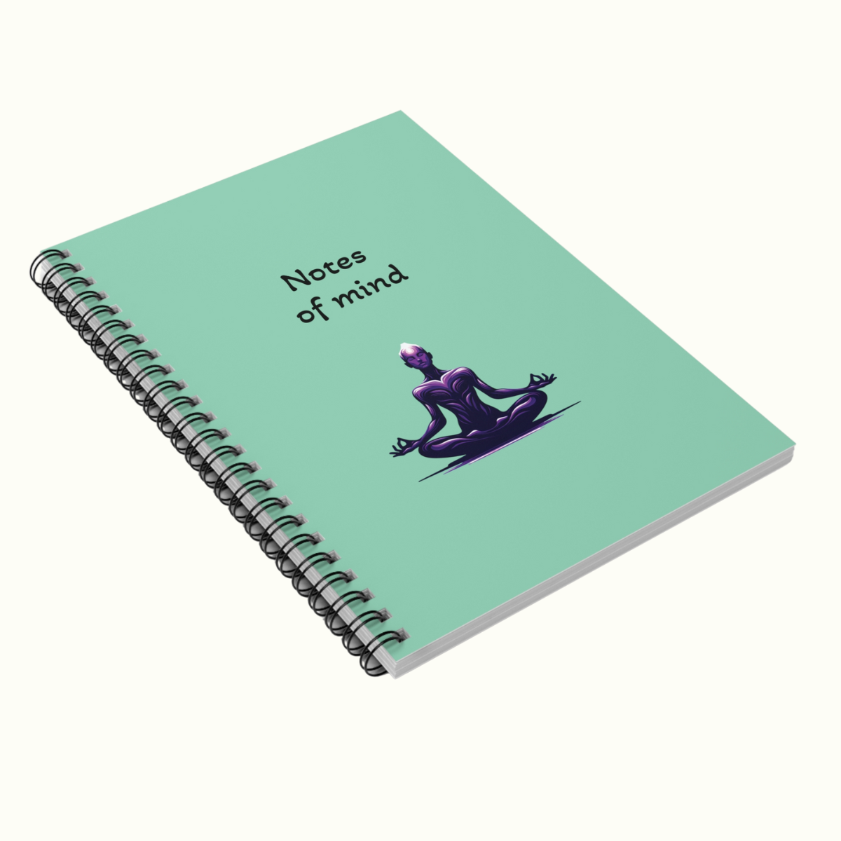 Green Notebook With Meditation Illustration - Ruled Line Journal Black