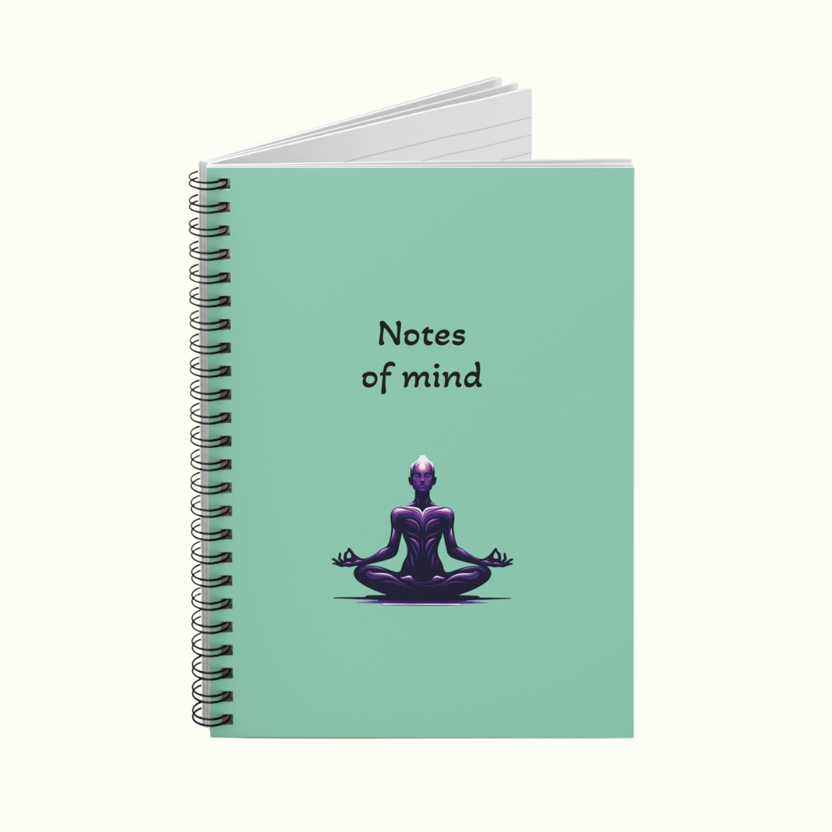 Green Notebook With Meditation Illustration - Ruled Line Journal Black