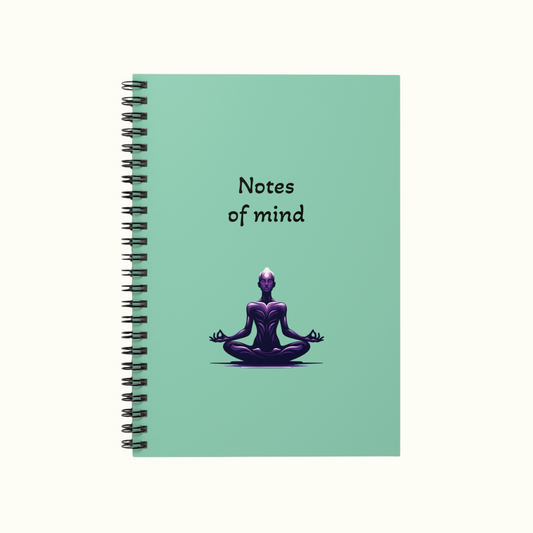 Green Notebook With Meditation Illustration - Ruled Line Journal Black