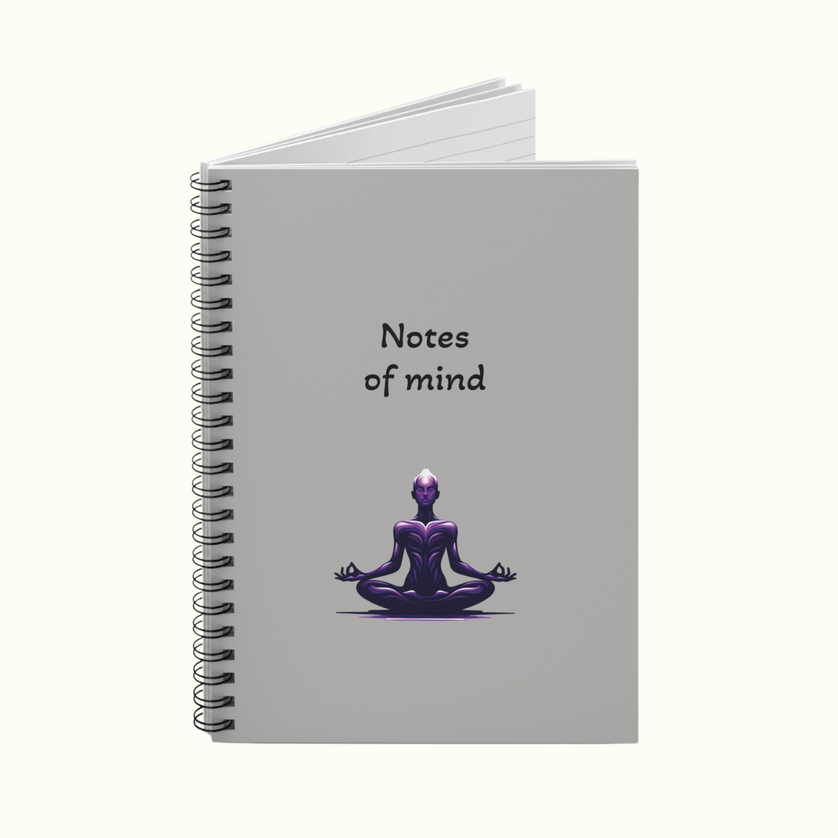 Notebook With Meditation Illustration - Ruled Line Journal Grey