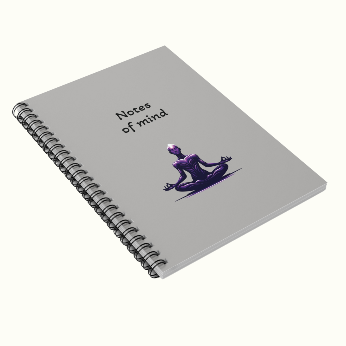 Notebook With Meditation Illustration - Ruled Line Journal Grey