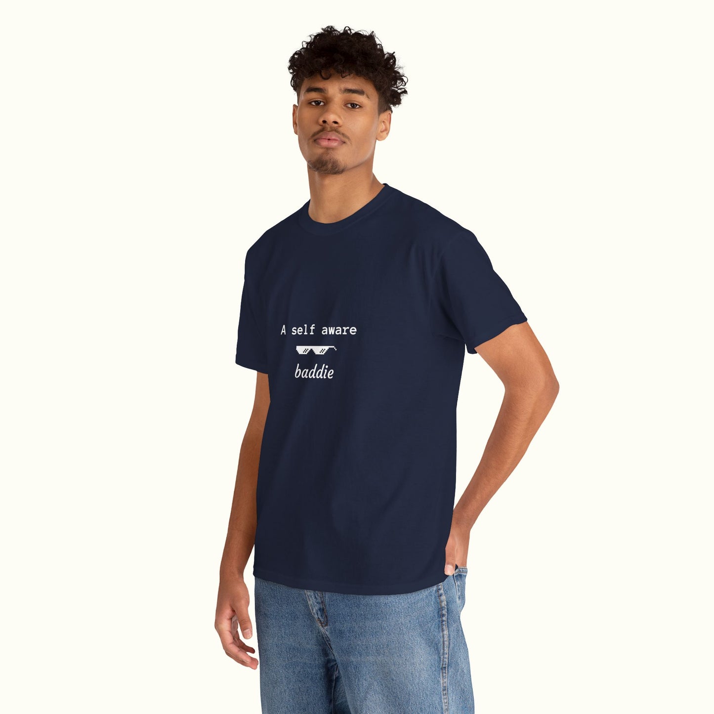 Graphic Tee with Quote 'a self aware baddie'