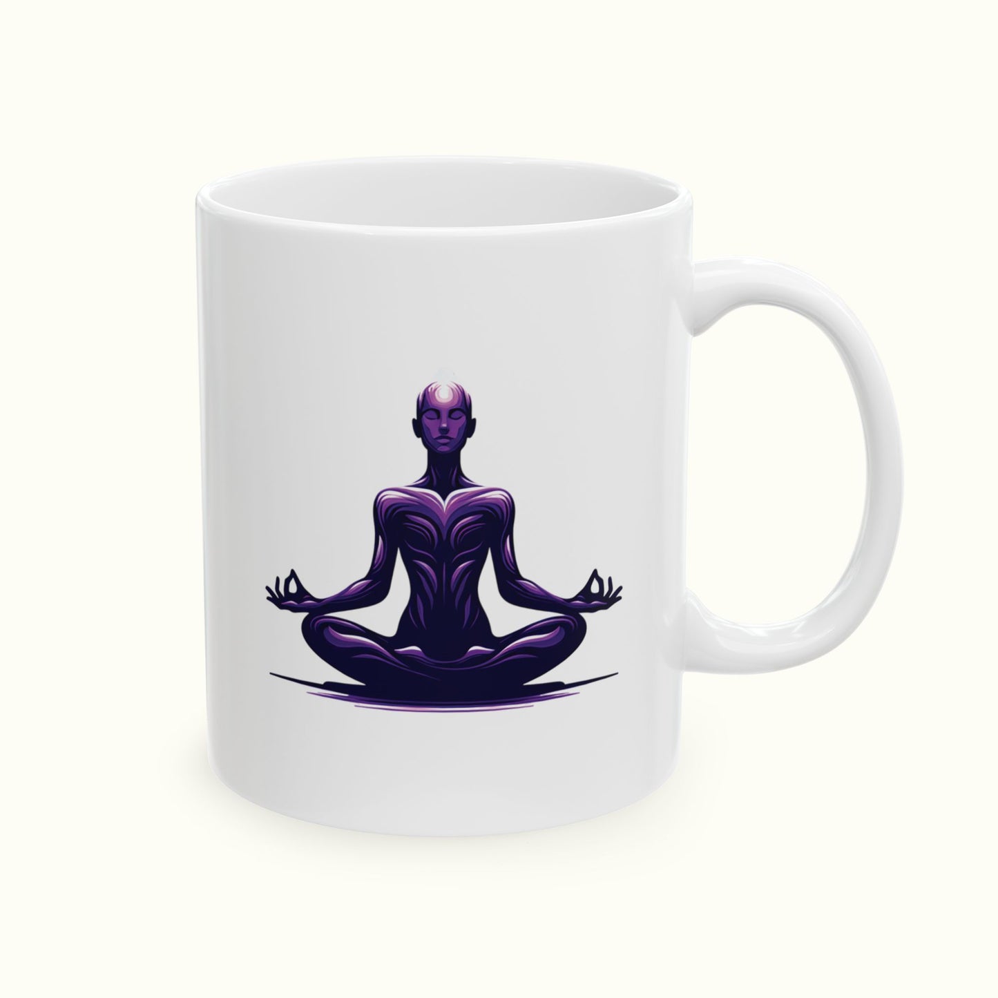 Beautiful Meditation Ceramic Mug - Transformative Meditation Motive, Spiritual Wellbeing Gift