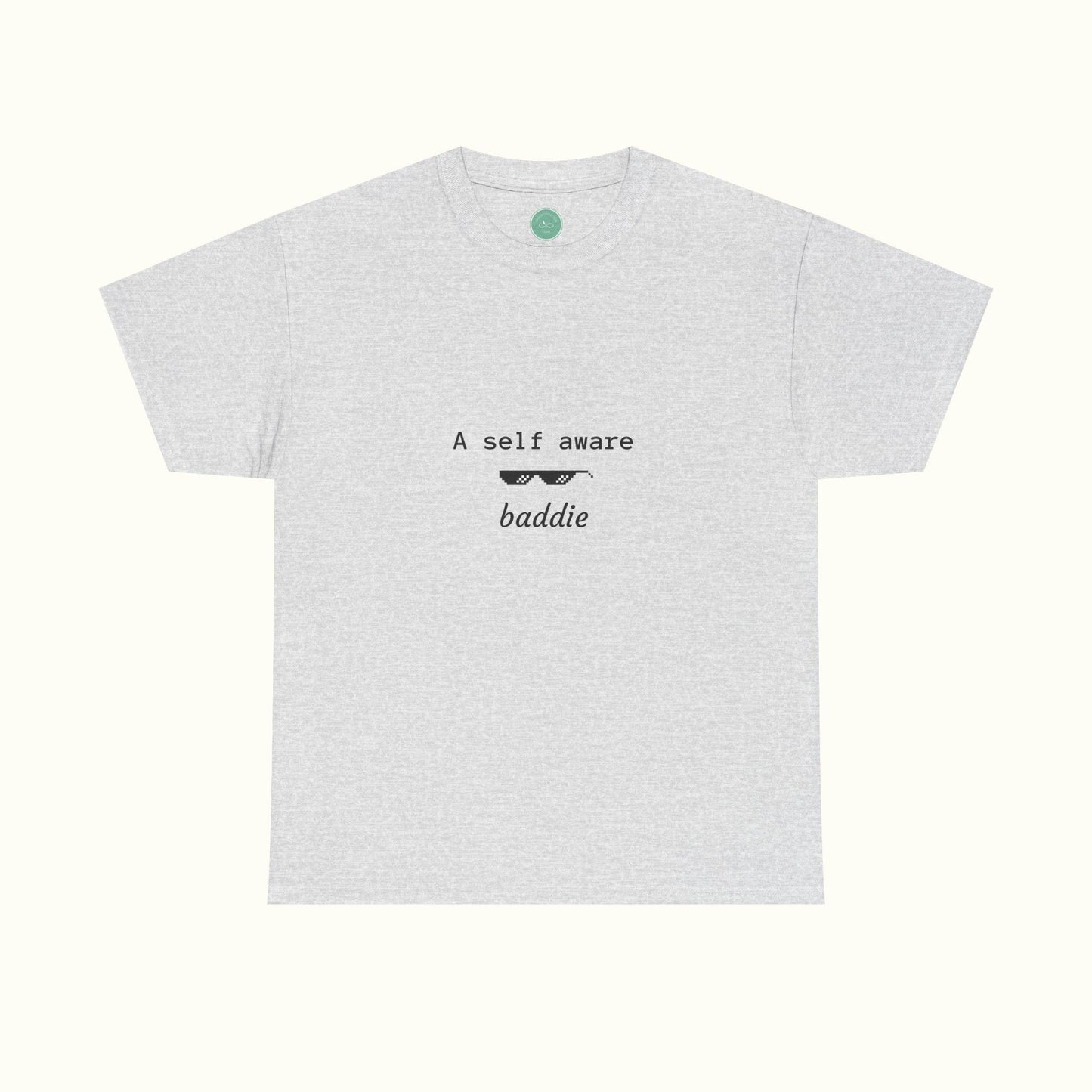 Graphic Tee with Quote 'a self aware baddie'