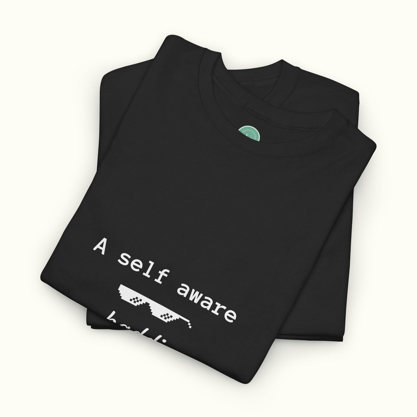 Graphic Tee with Quote 'a self aware baddie'