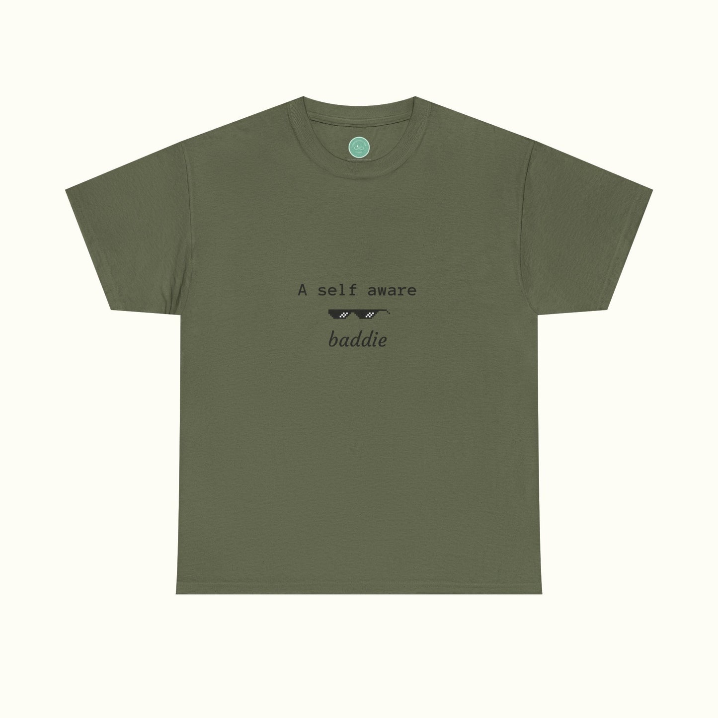 Graphic Tee with Quote 'a self aware baddie'