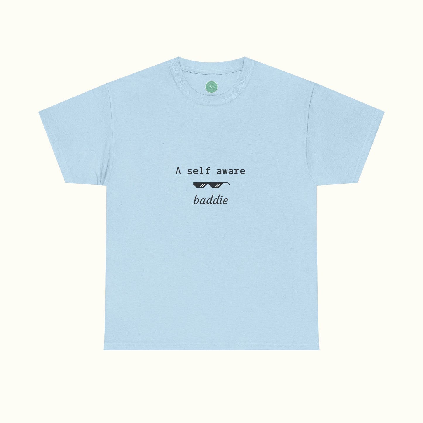 Graphic Tee with Quote 'a self aware baddie'