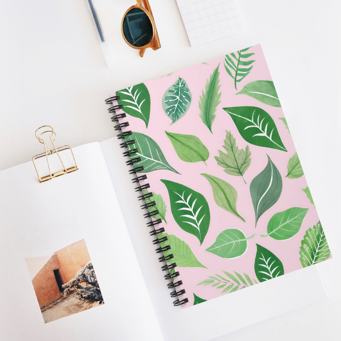 Nature-Inspired Spiral Notebook Green Leafs