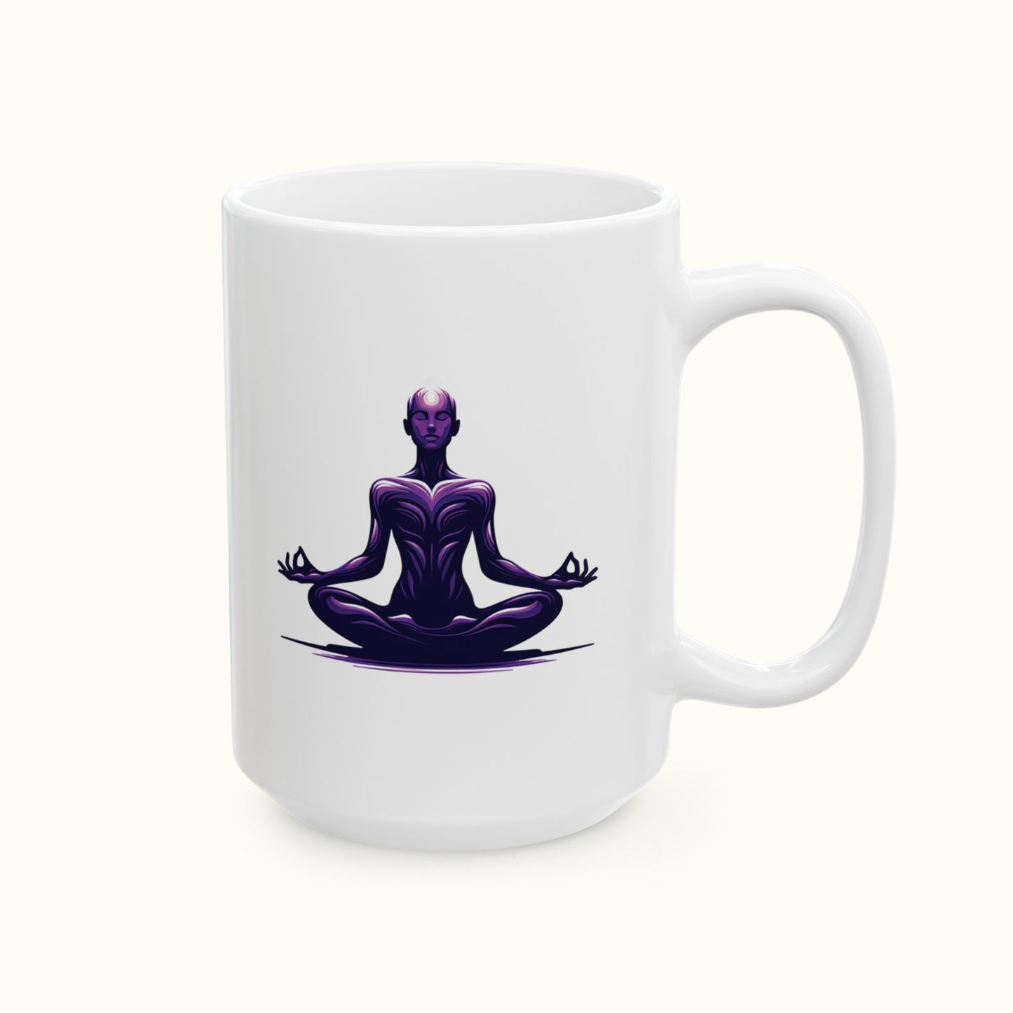 Beautiful Meditation Ceramic Mug - Transformative Meditation Motive, Spiritual Wellbeing Gift